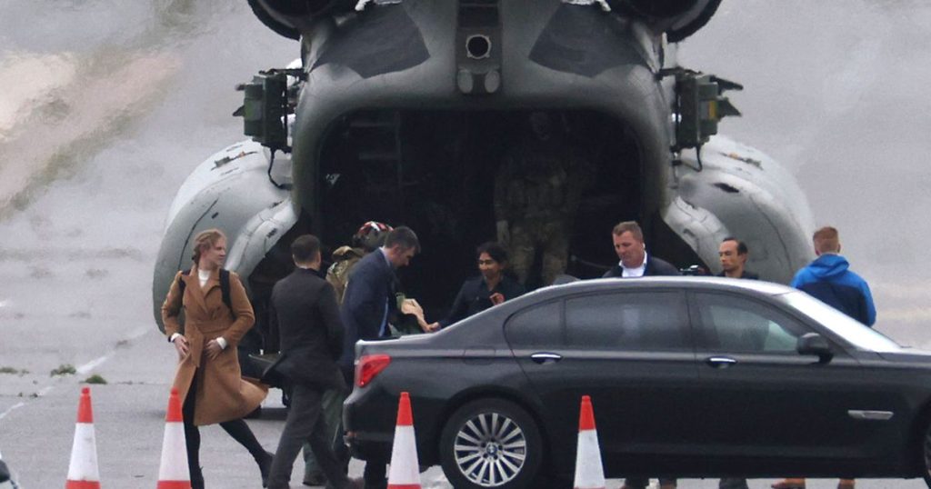 Suella Braverman Makes 20-Mile Journey To Controversial Migrant Centre In A Military Helicopter Suella Braverman Makes 20-Mile Journey To Controversial Migrant Centre In A Military Helicopter