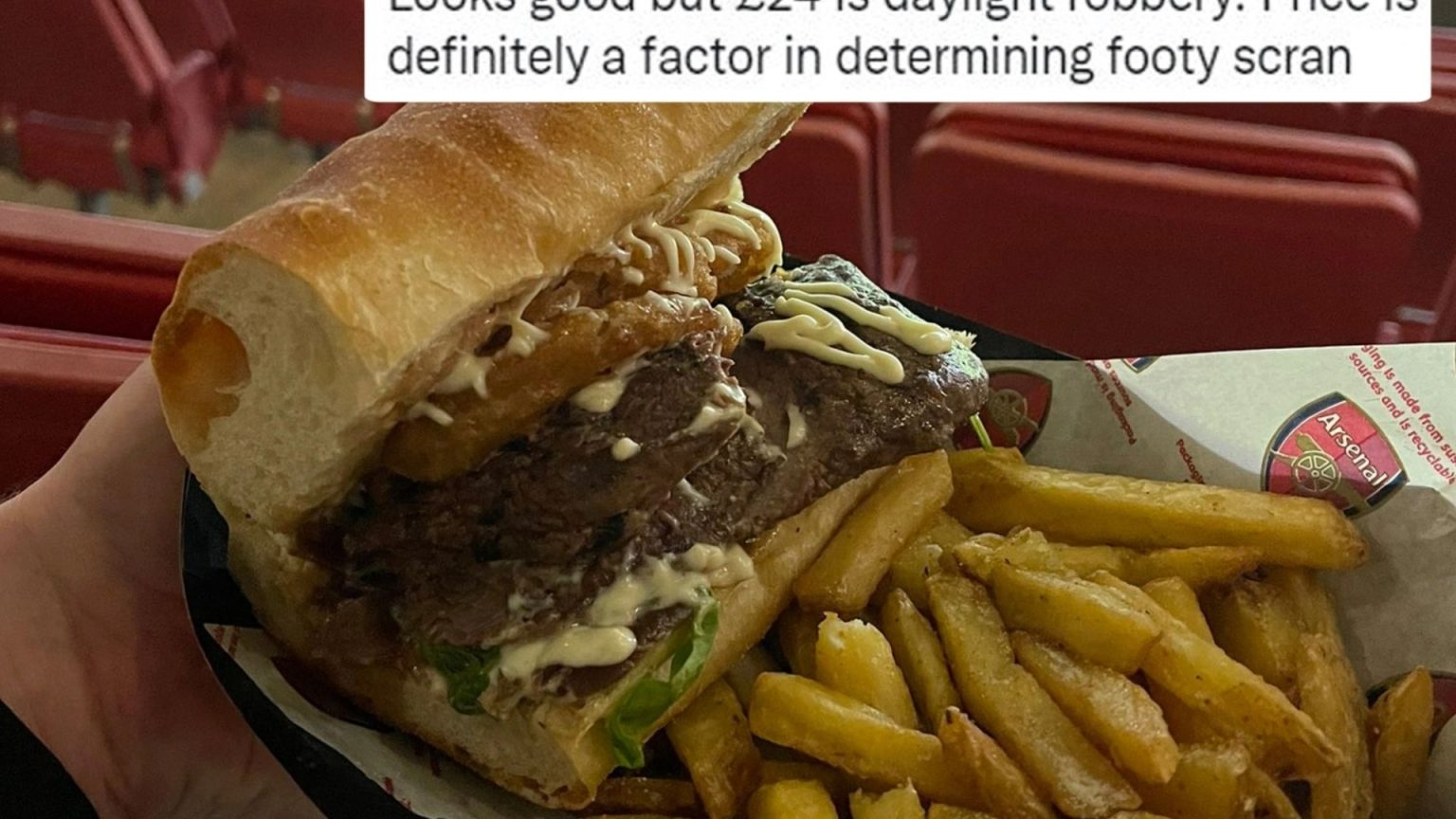 'Remortgage the house' - Fuming Arsenal fans slam 'robbery' after being charged £24 for sandwich meal deal at Emirates