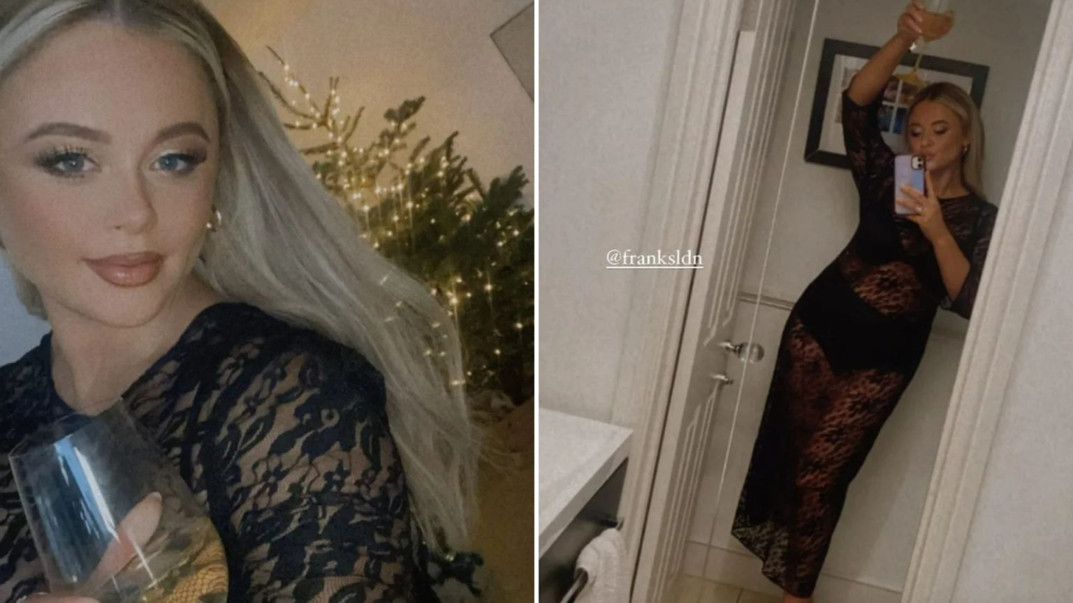 Emily Atack flashes her underwear in sheer black lace dress before boozy night out