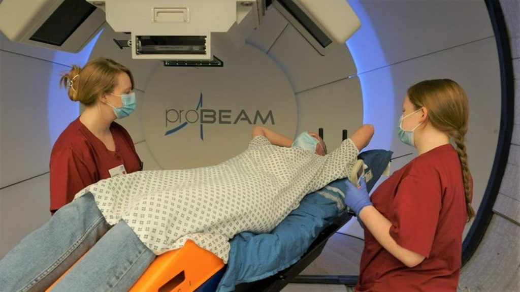 UK breast cancer patients receive proton beam therapy in a world-first NHS trial UK breast cancer patients undergo proton beam therapy in world-first trial on NHS