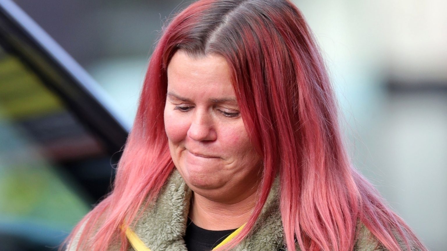 Kerry Katona seen with shocking pink hair as she runs errands in £200,000 Lamborghini in Cheshire Kerry Katona seen with shocking pink hair as she runs errands in £200,000 Lamborghini in Cheshire