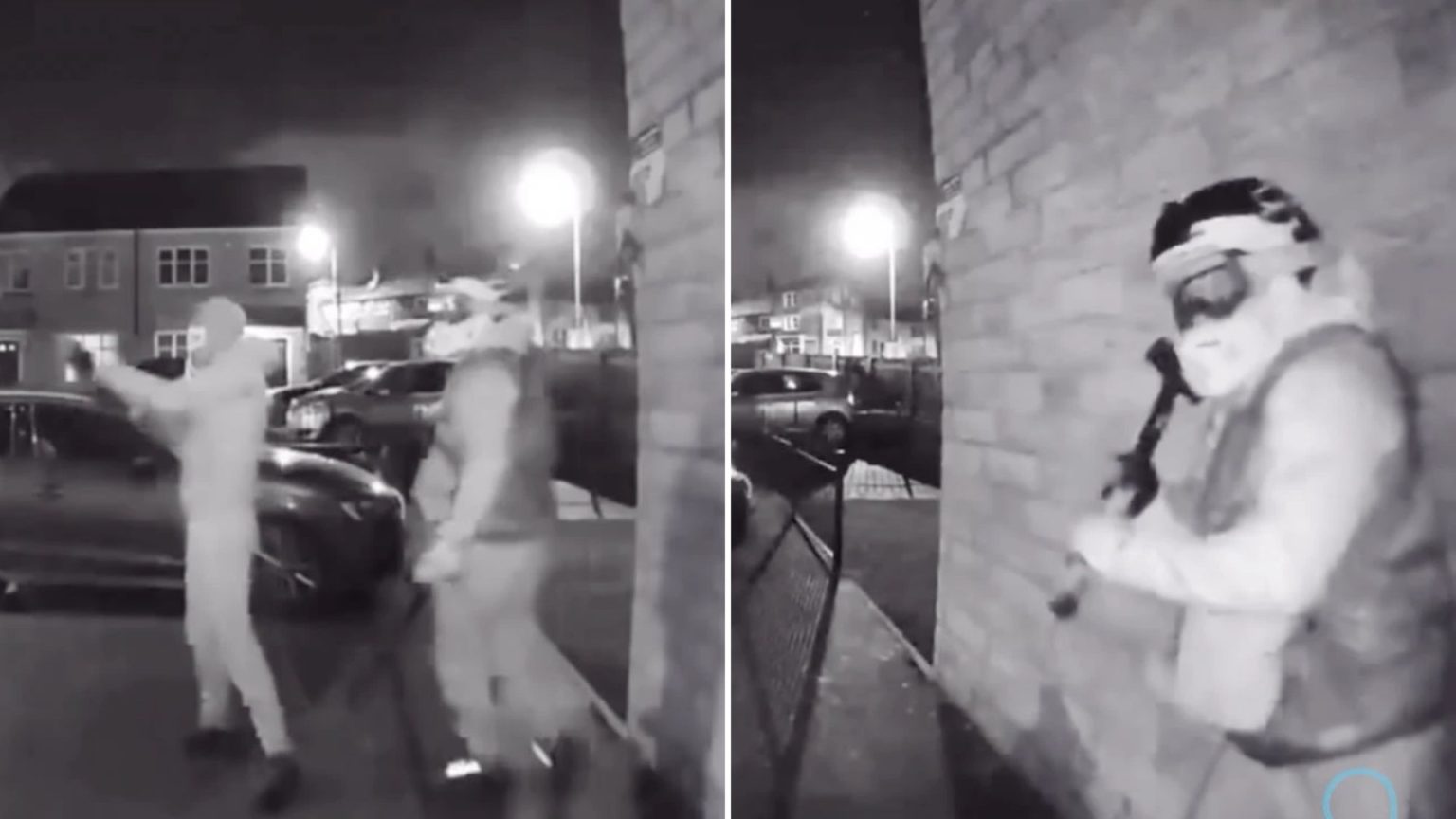 Moment masked thug blows house with a SHOTUN & accomplice smashes doors with sledgehammer captured at Ring doorbell Moment masked thug blasts house with a SHOTGUN & accomplice smashes door with sledgehammer captured by Ring doorbell